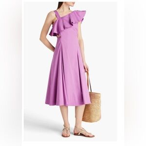 Veronica Beard Beilla ruffle cotton blend poplin midi dress